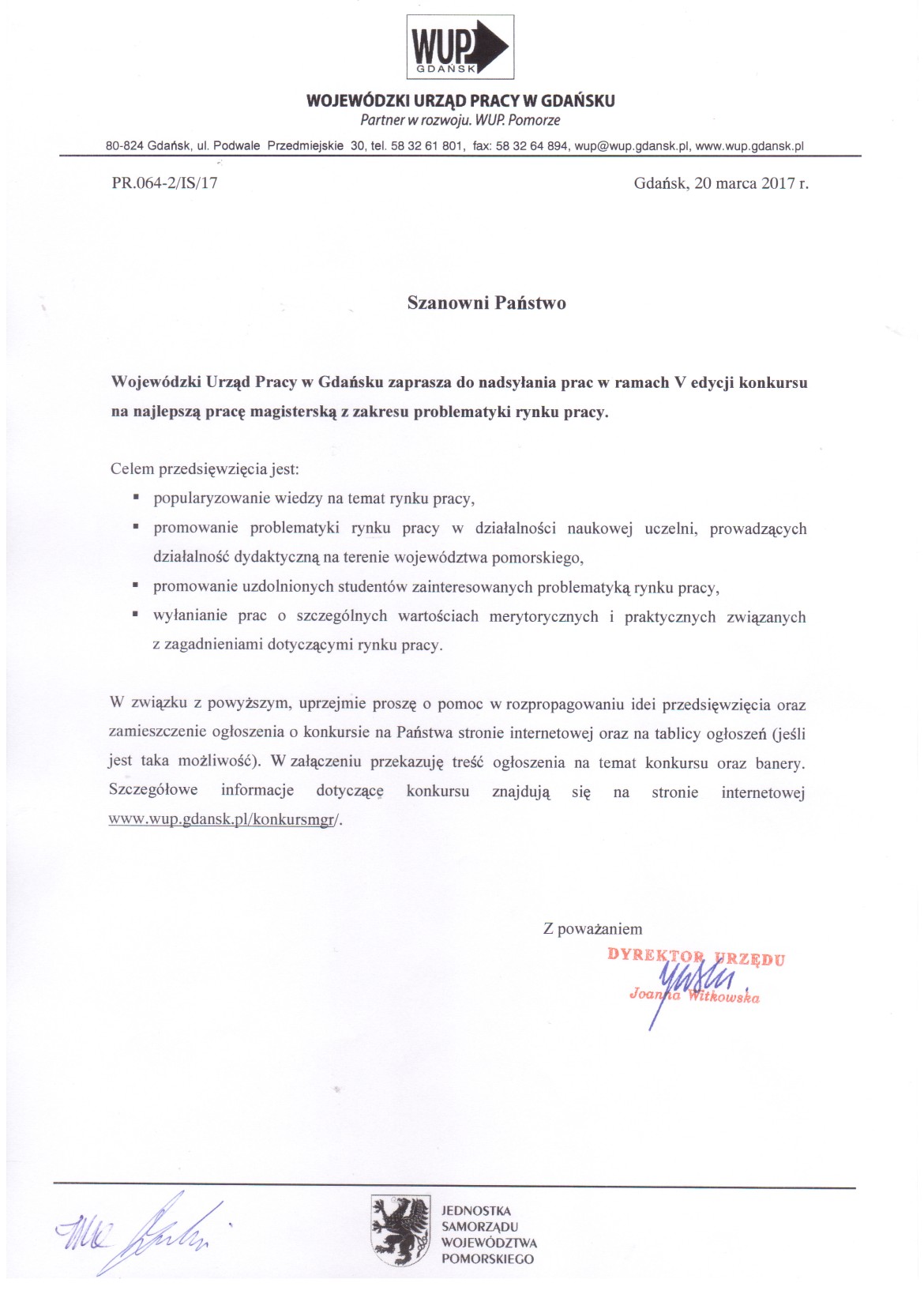 Konkurs na najlepszą pracę magisterską z zakresu rynku pracy - informacja
